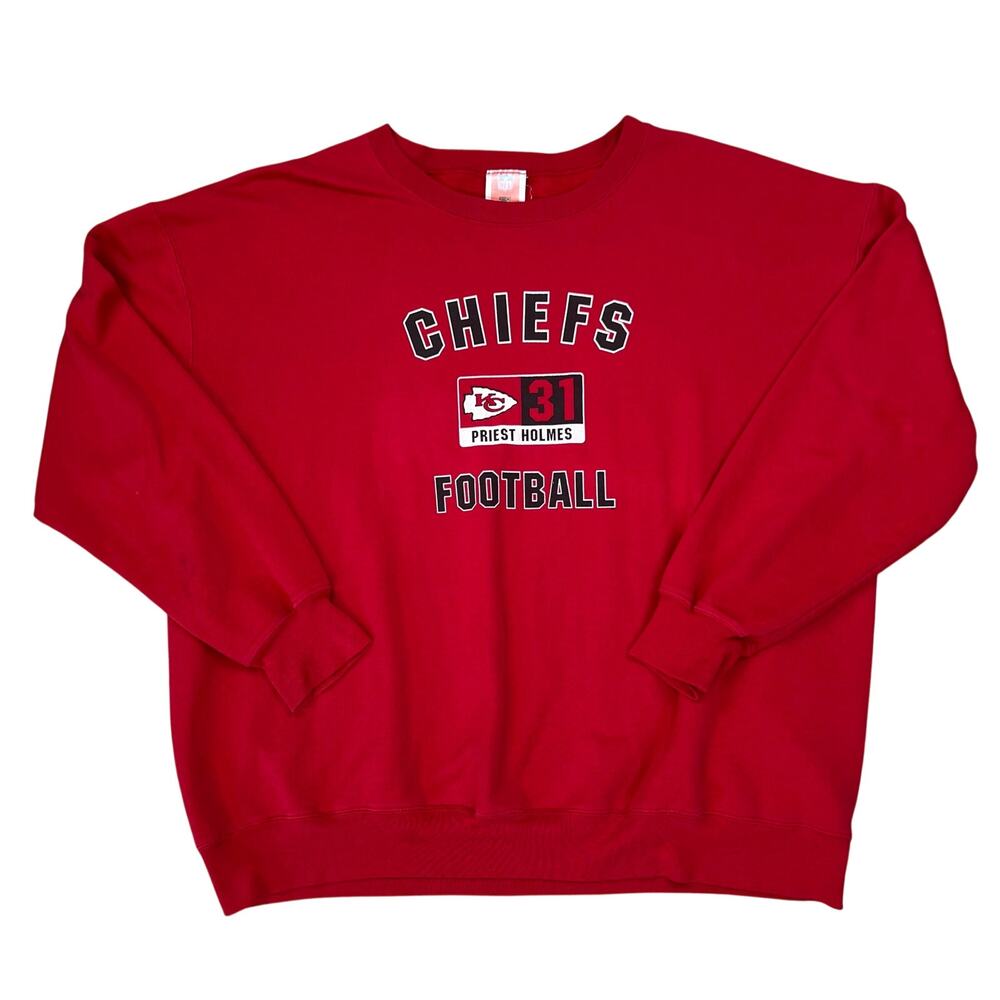 Vintage NFL KC Kansas City Chiefs Football Priest Holmes #31 Sweatshirt (Sz 2XL)